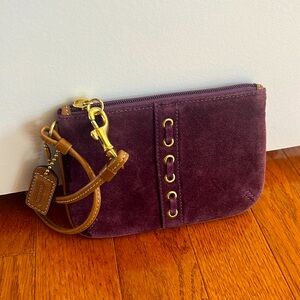 Suede Coach wristlet